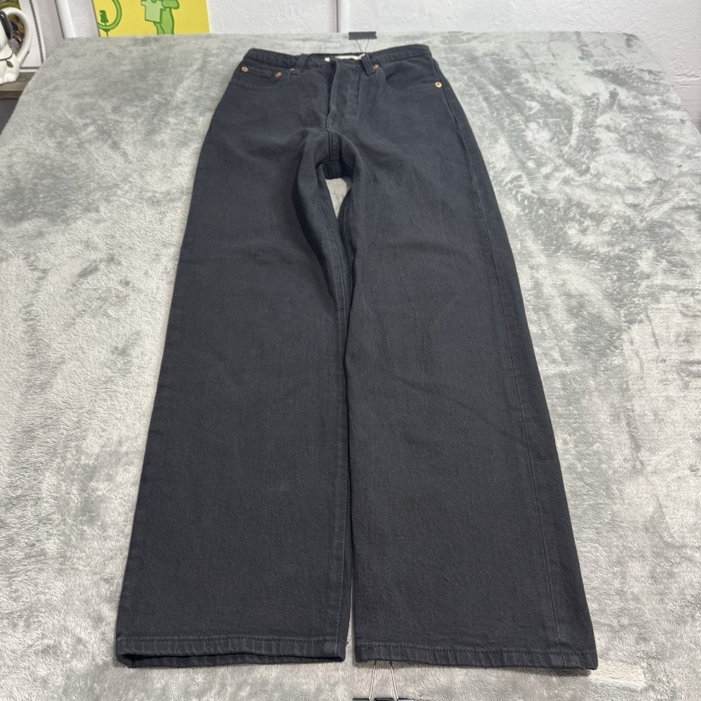 LEVI'S Premium Women's Jeans 25 Button Fly Ribcage Straight Ankle Black Boho